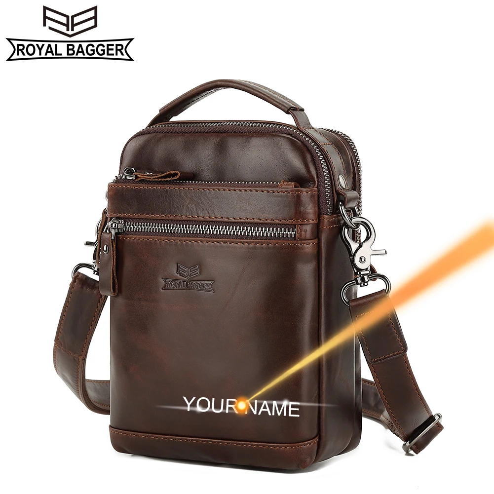

Royal Bagger Crossbody Shoulder Bag for Men Genuine Cow Leather Vintage Casual Messenger Bag Big Capacity Top-Handle Bag 1345