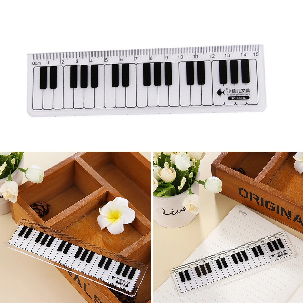 Ruler Set Drawing Ruler Straight Ruler 1 Pcs 15cm Musical Notes Piano Transparent Straight Rulers Drawing Measuring Ruler Papeleria De Estudiante