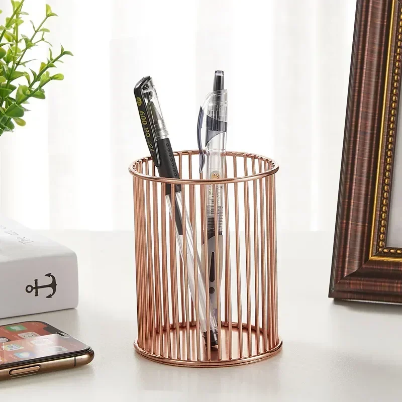 Cosmetics Makeup Brushes Storage Box Cylindrical Case Storage Lipstick Brush Pen Holder Organizer Wrought Iron Pen Storage 5