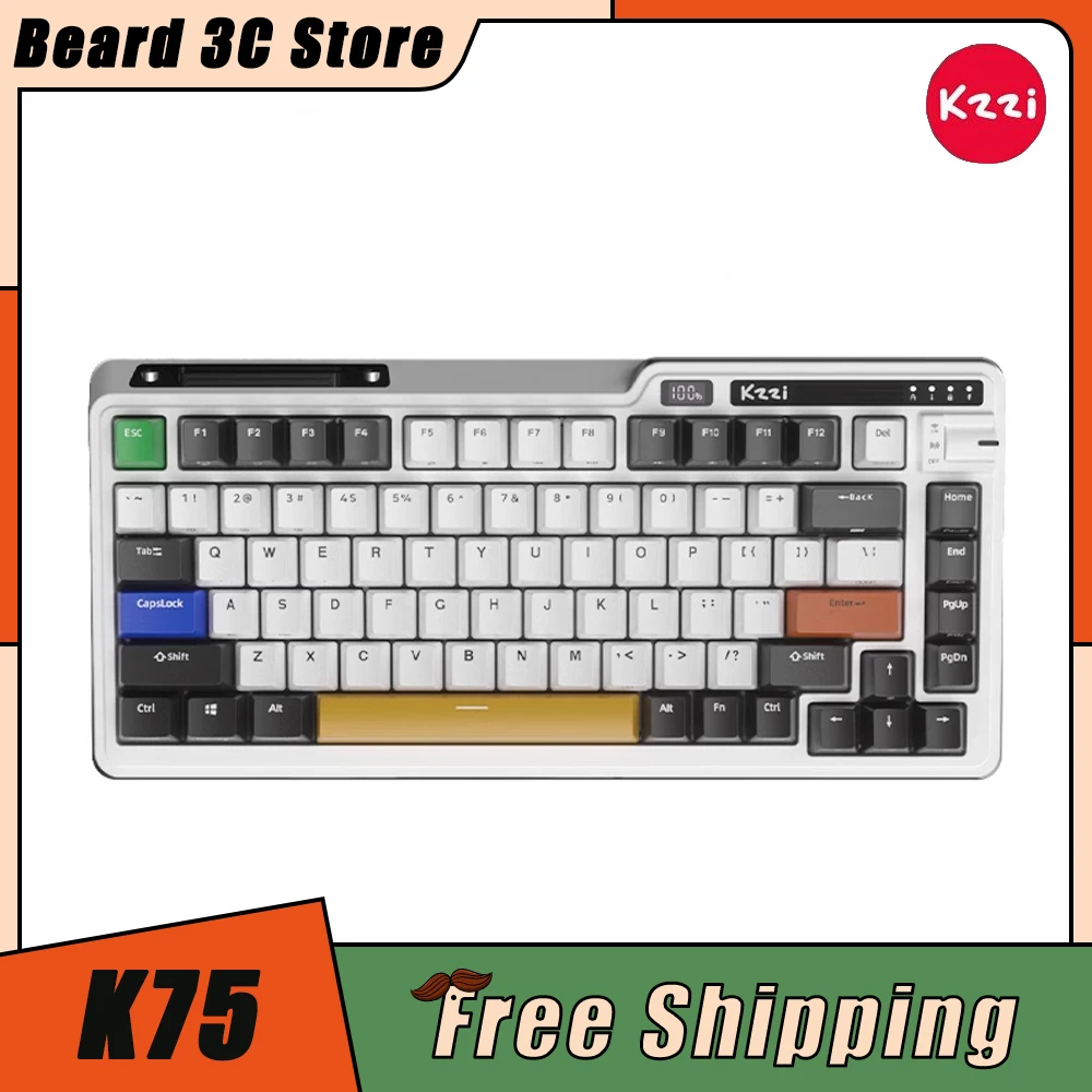 

Kzzi K75 Mechanical Keyboard Power Display Screen Three Mode Hot Swap RGB Wireless Gaming Keyboard Gasket Pc Gamer Accessories