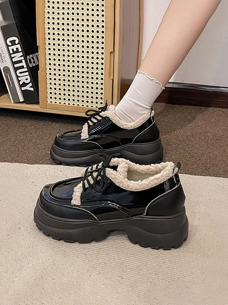 

Женские кроссовки в британском стиле, повседневная обувь на платформе, оксфорды с круглым носком, криперы в стиле преппи, Осень-зима