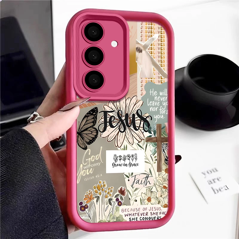 Jesus Flower Design Protective Phone Case - Elegant Floral Cover