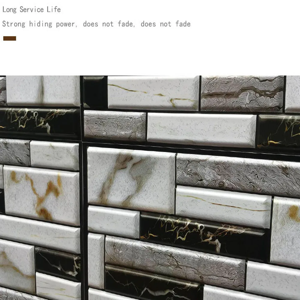 10 Pcs Self Adhesive Tile Wall Sticker Home Decor 3d Pvc Sticker Covers For Kitchen Cupboard Bathroom Waterproof Wallpaper 4