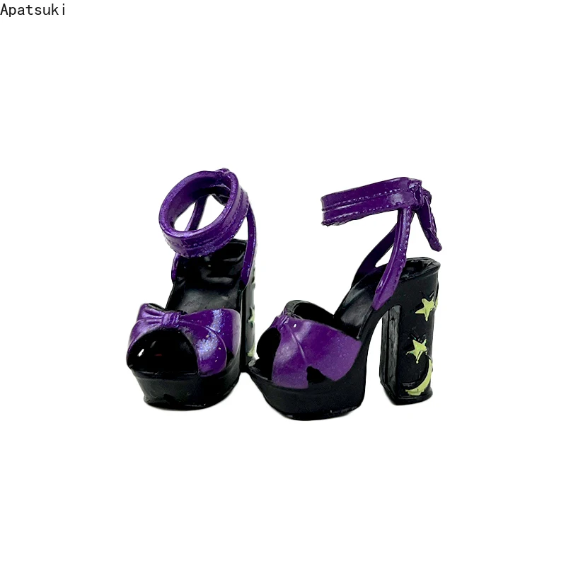 Black Purple Star Sandals for Monster High Doll Shoes Fashion Unique High Heel Shoes For 1/6 Demon Dolls Accessories Kids Toys [nike]nike kids shoes a65 at1801 405 star runner 2