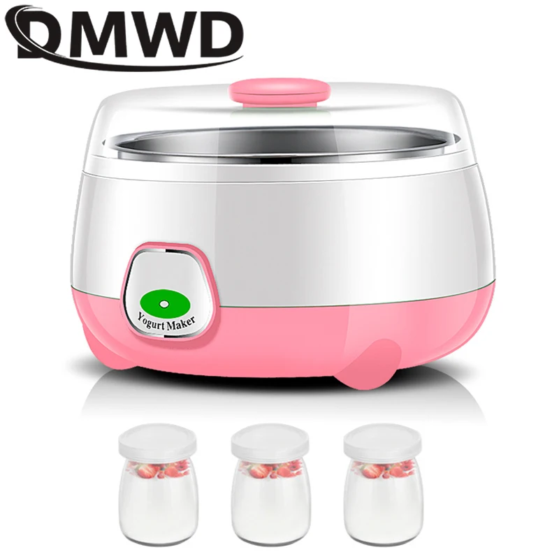 DMWD Yogurt Maker 0.8L Mini Automatic Yogurt Machine Household DIY Tools Natto Rice Wine Fermenter Stainless Steel Tank