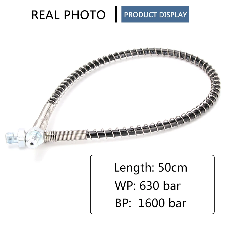 Nylon hose 50cm High-Pressure Nylon Hose M10x1 Thread PCP Pneumatics Air Refilling with Spring Wrapped 40Mpa 400Bar 6000psi Air Pumps Parts