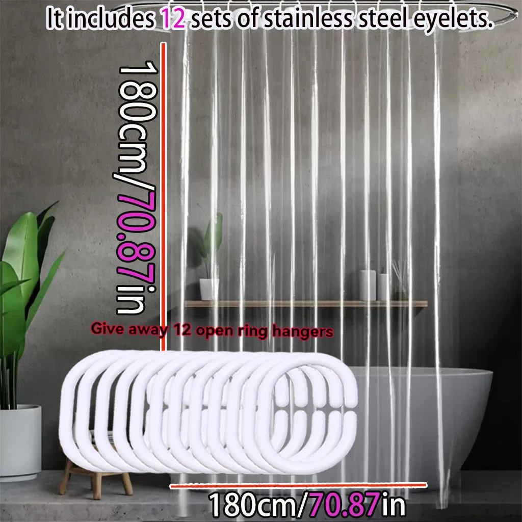 Transparent shower curtain High permeability PEVA material waterproof easy to take care of bathtub shower room partition curtain