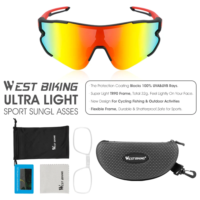 WEST BIKING Colorful Cycling Glasses UV400 Protection HD Polarized Sunglasses Men Women Outdoor Sport Eyewear Cycling Goggles