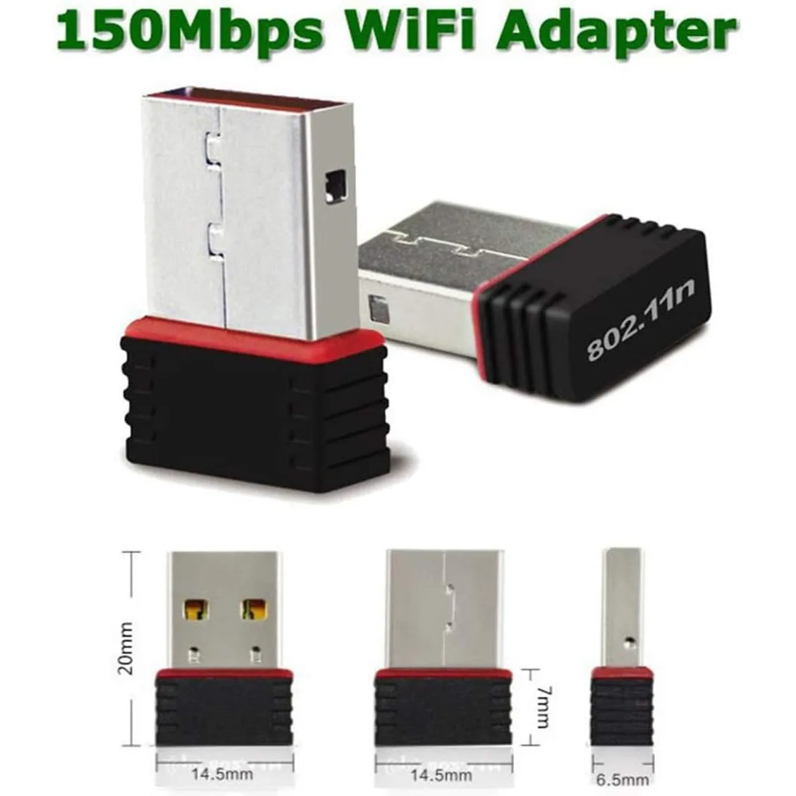 RTL8188 adaptador WiFi USB de 150Mbps para Raspberry Pi, adaptador de tarjeta de red inalámbrica, Dongle WiFi para escritorio, portátil, PC, Windows