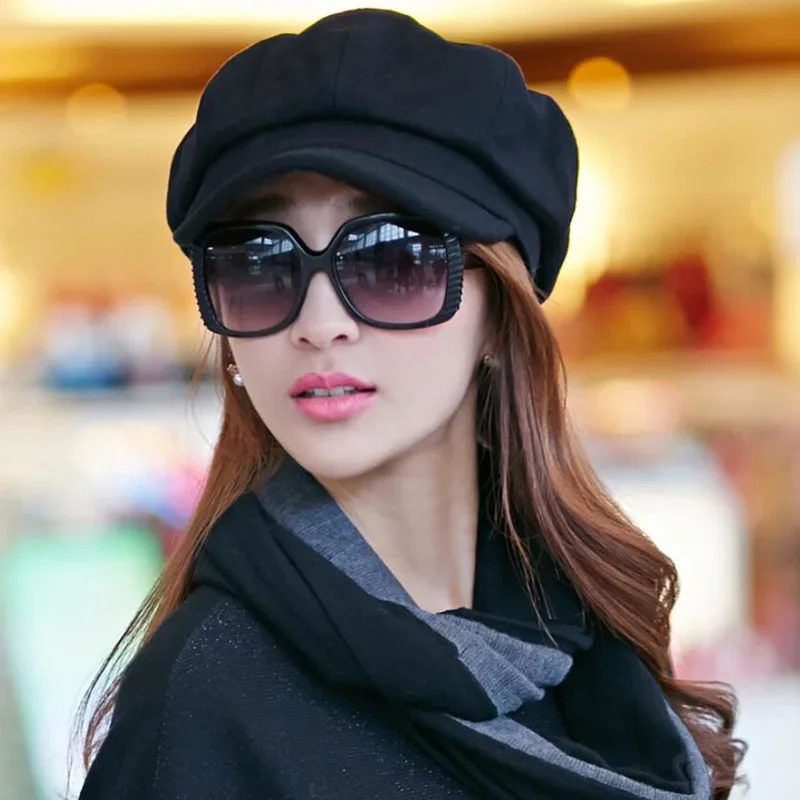 Newsboy Caps Women Autumn Winter Beret Cap Octagonal Beret Driving Hat Female Sunscreen Hats Painter Tour Cap Gorras wool hat,women beret,women hats