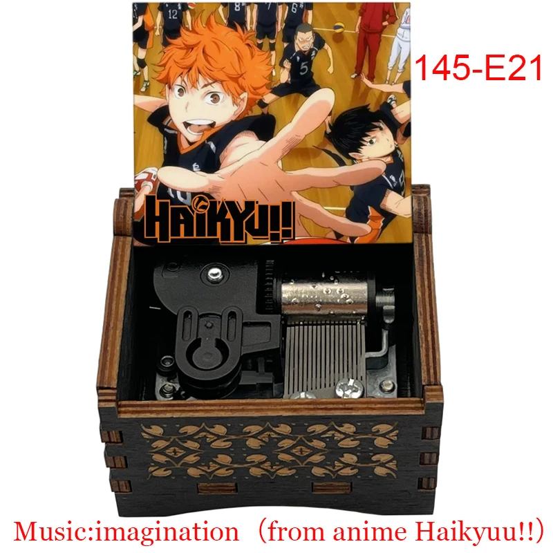 Anime Haikyuu Imagination Black Wood Music Box Team Lucky Mascot Gift New Year's Gift For Boy Room Decoration Ornaments 6