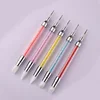 1 PC New Double Way Rhinestone Nail Art Brush Pen Silicone Head Carving Dotting Tool for Women DIY Brush Fashion Dotting Tools 1