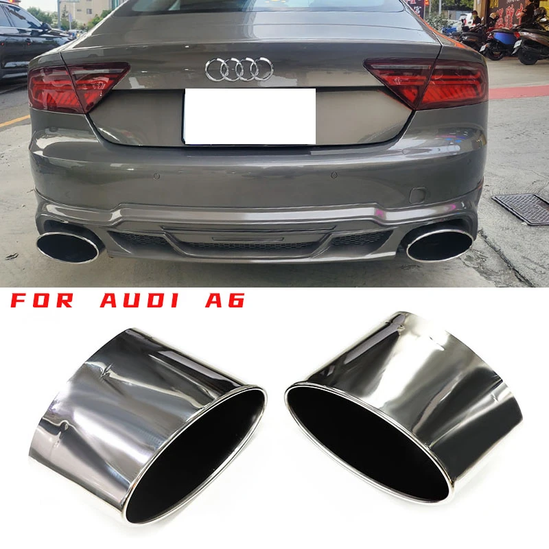 Car Accessories Big Oval Exhaust Tip For Audi RS5 RS6 RS7 Double Inner Exhaust PiPe C8 A6 A7