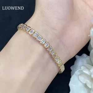 LUOWEND 100% 18K Yellow Gold Bracelet Luxury Fashion Design 5.87carat Real Natural Diamond Bracelet for Women High Party Jewelry