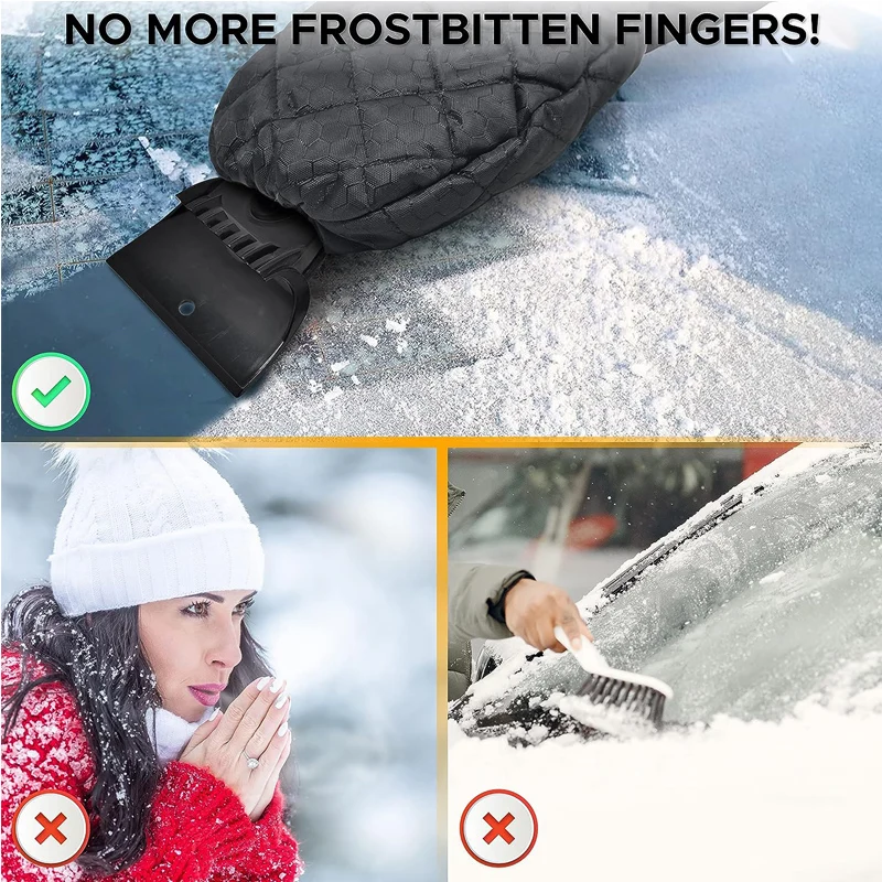 Car Windshield Ice Scraper Mitt Waterproof Snow Shovel Brush With Warm Gloves Scratch-Free Snow Removal Tools for Car Cleaning windshield shovel snow shovel car snow brush snow ice scraper