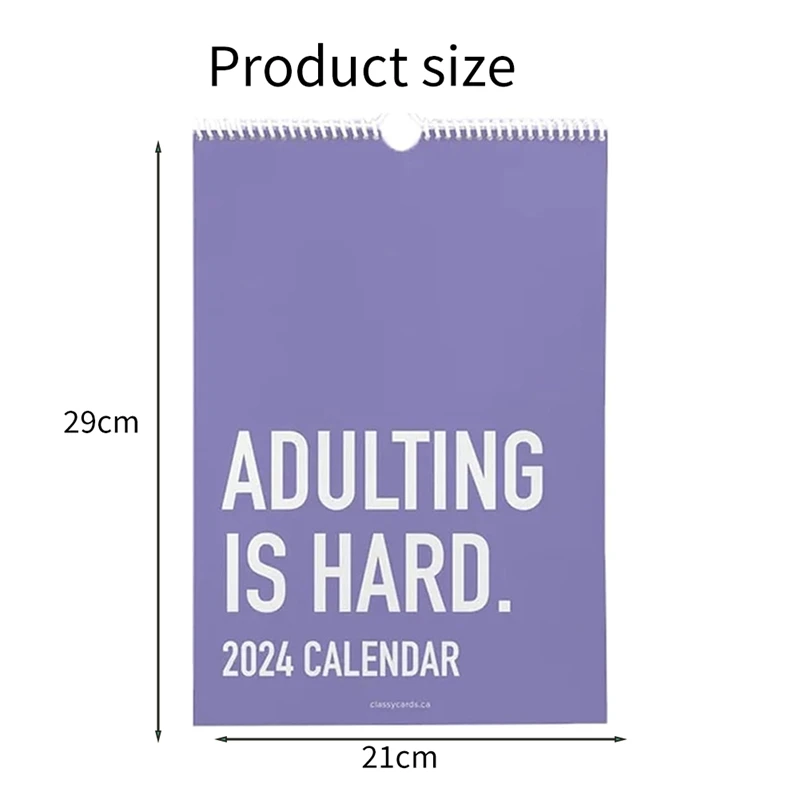 Mensal Inspirado Calendário de Parede para Adultos Adulto é Difícil 2024 Calendário Planejadores Duráveis para Escritório Calendário 2024 Pcs - Imagem 3