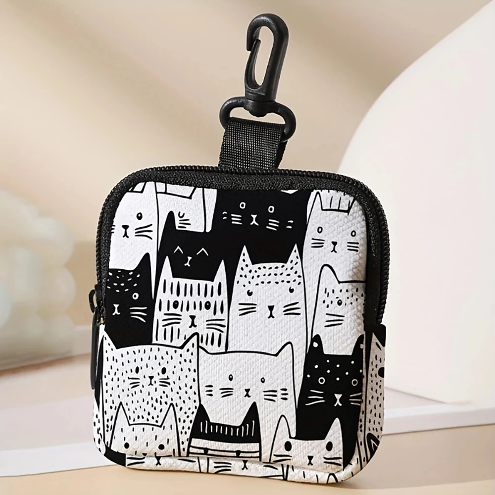 1pc，Cat pattern large capacity coin wallet, digital printed coin wallet, storage bag, and ideal choice for gifts