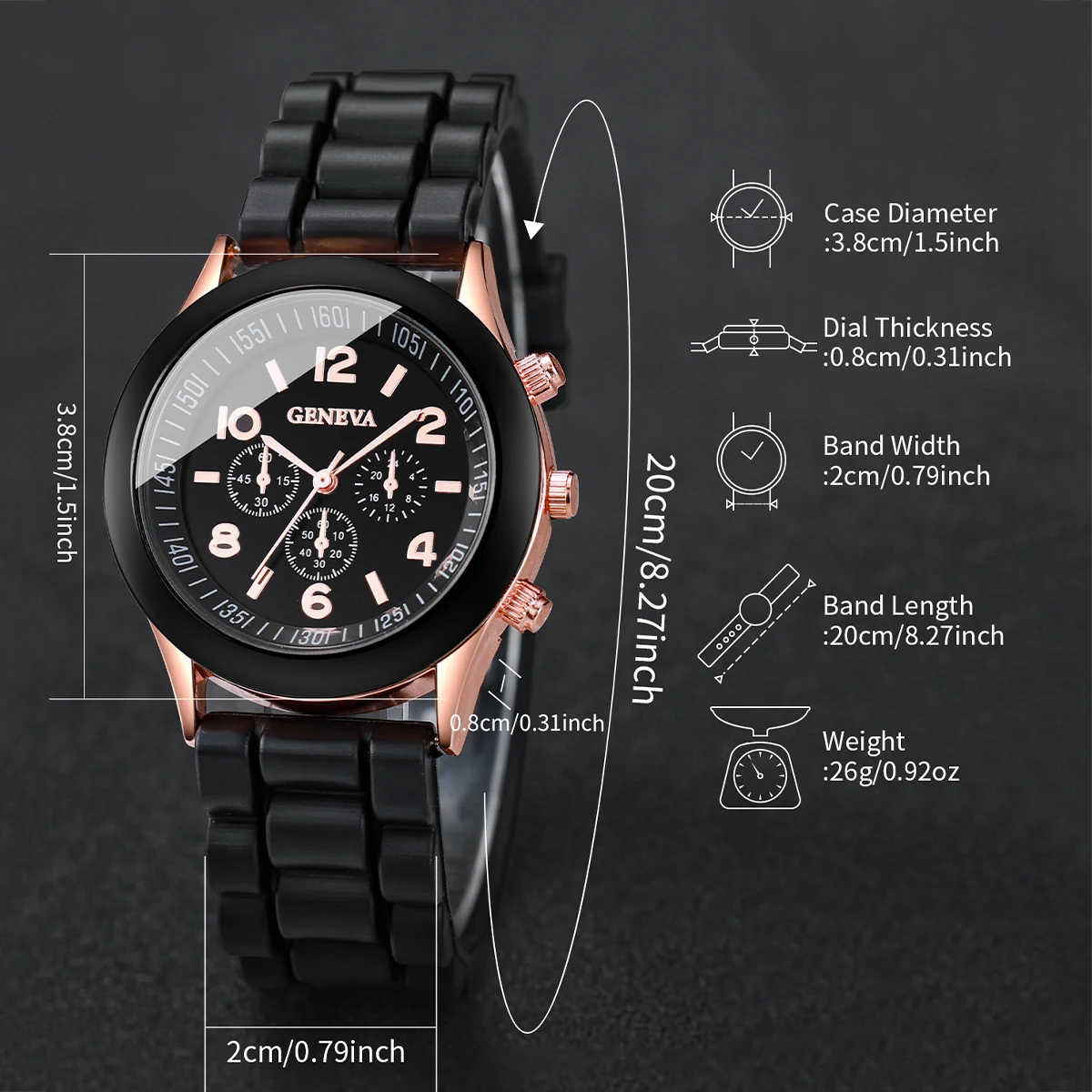 3pcs/set Unisex Silicone Band Quartz Watch 3 Colors /set 6