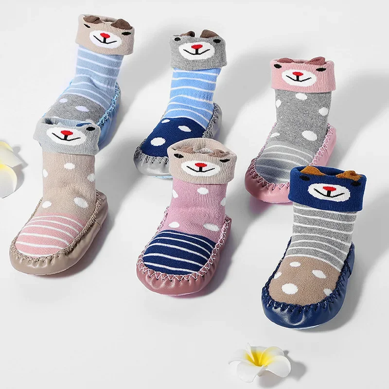 Spring and Autumn Winter Cartoon Baby Socks Baby Steps Non-slip Leather Sole Cotton Children Floor Socks Baby Socks Newborn