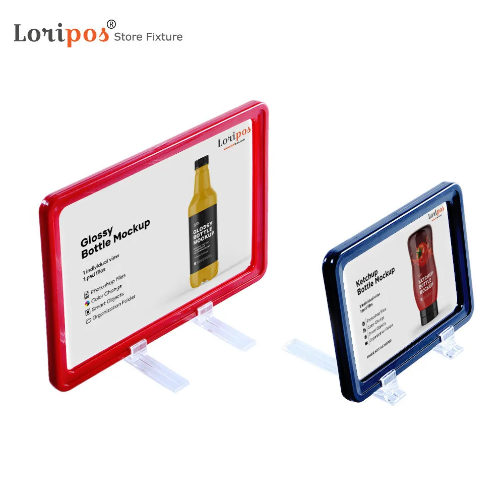 A3 Supermarket Shelf Counter Top Poster Holder Stand Retail Display Price Sign Frame Advertising Banner Rack Loripos
