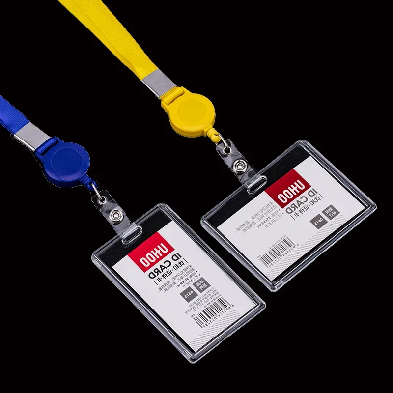 Transparent Hard Plastic Vertical Horizontal ID Tag Business Pass Access Employee's Work Card Cover Case Badge Holder Sleeve badge holder