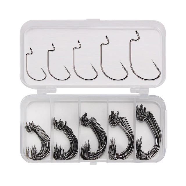 50pcs 2# 1# 1/0# 2/0# 3/0# Super Strong Wide Gap Worm Fishing Hooks for  Soft Plastic Baits Saltwater or Freshwater Crank Hooks - AliExpress