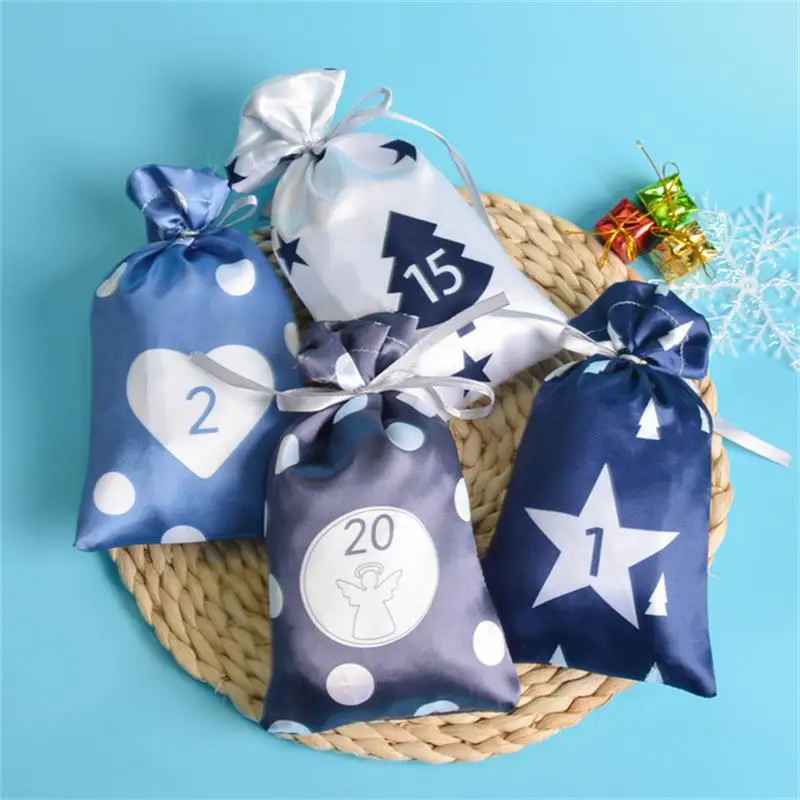크리스마스 장식 2024 강림절 달력 선물 가방, Kerst 장식 DIY 종이 스티커, 나무 장식, 크리스마스 Navidad, 24 개