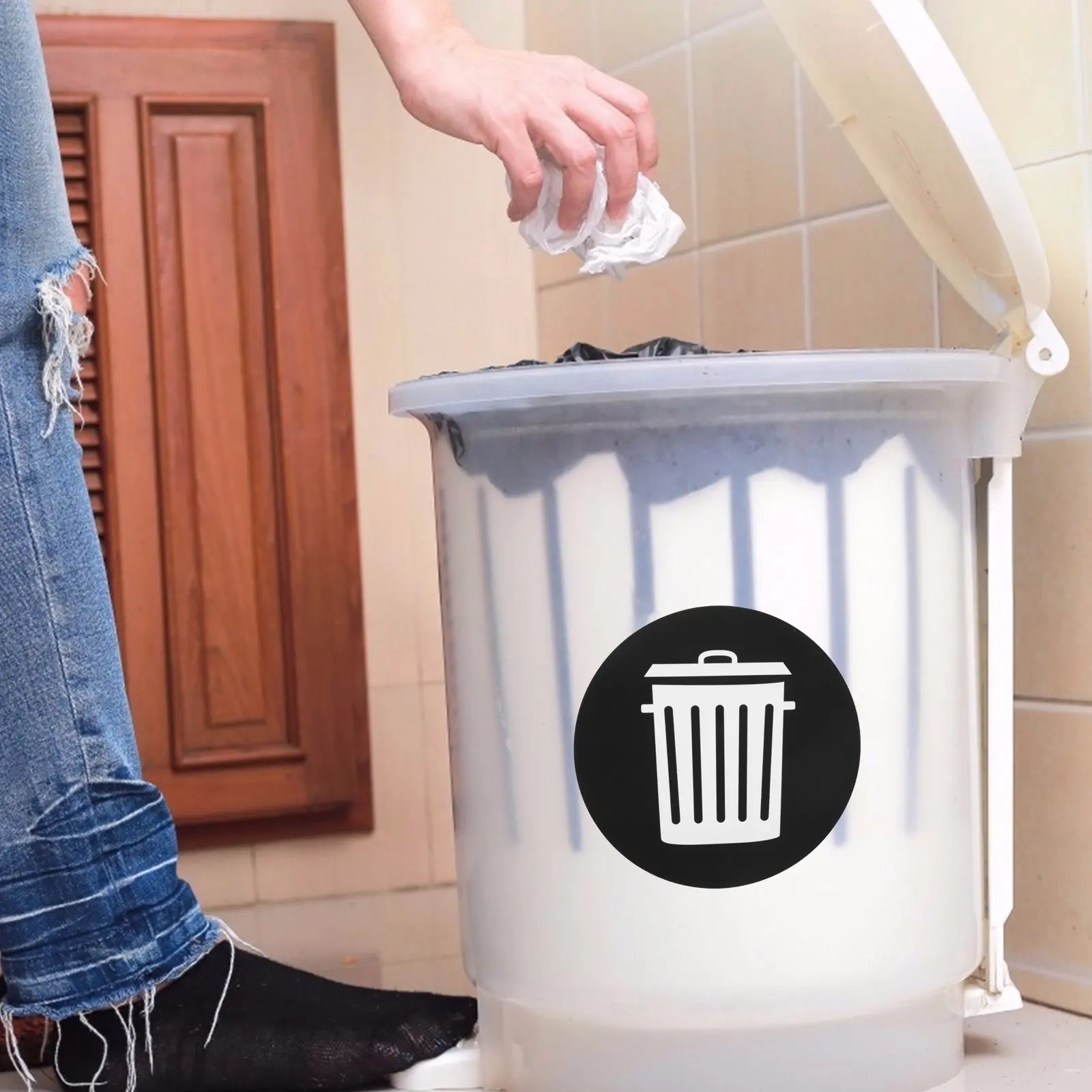 12Pcs 쓰레기 재활용 데칼 PVC 소재 접착식 쓰레기통 스티커 쓰레기 분류 라벨 방수 이동식 폐기물