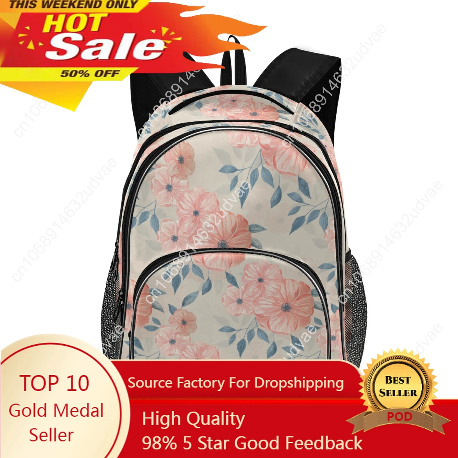 2022 New School Bag For Teenagers Girls Princess Bookbag Floral Print Schoolbags USB Charging Primary Students School Backpack