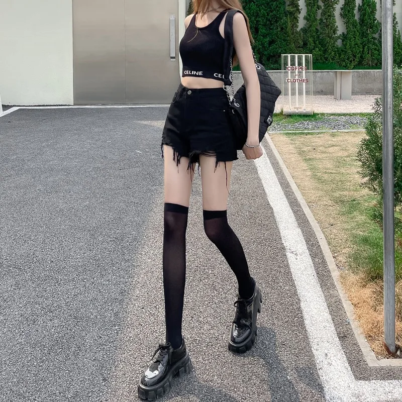 Korean Style Denim Shorts Women Summer New Solid Color High-waisted High Street Versatile Slim Thin A-line Wide-leg Jeans Female