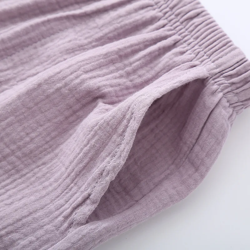 Pantalones De Mujer New Pure Cotton Crepe Women's Pajamas Pant Summer Night Wear Shorts Loose Ladies Sleepwear Home Pants_ecoleips.com