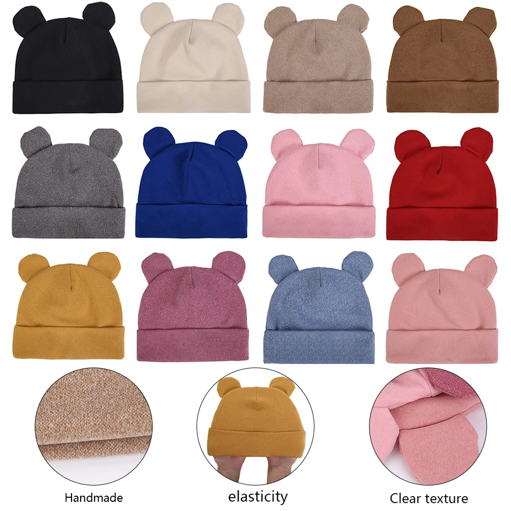 Cute Bear Ear Baby Turban Hats Autumn Winter Newboorn Boys Girls Faux Cashmere Caps Beanies Infant Bonnets Kids Warm Headwraps baby hat