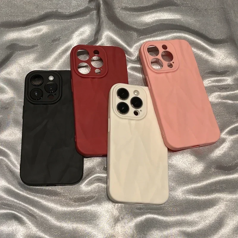 Soft Fold Pleated Pattern Silicone Phone Case - Stylish Protective Cover