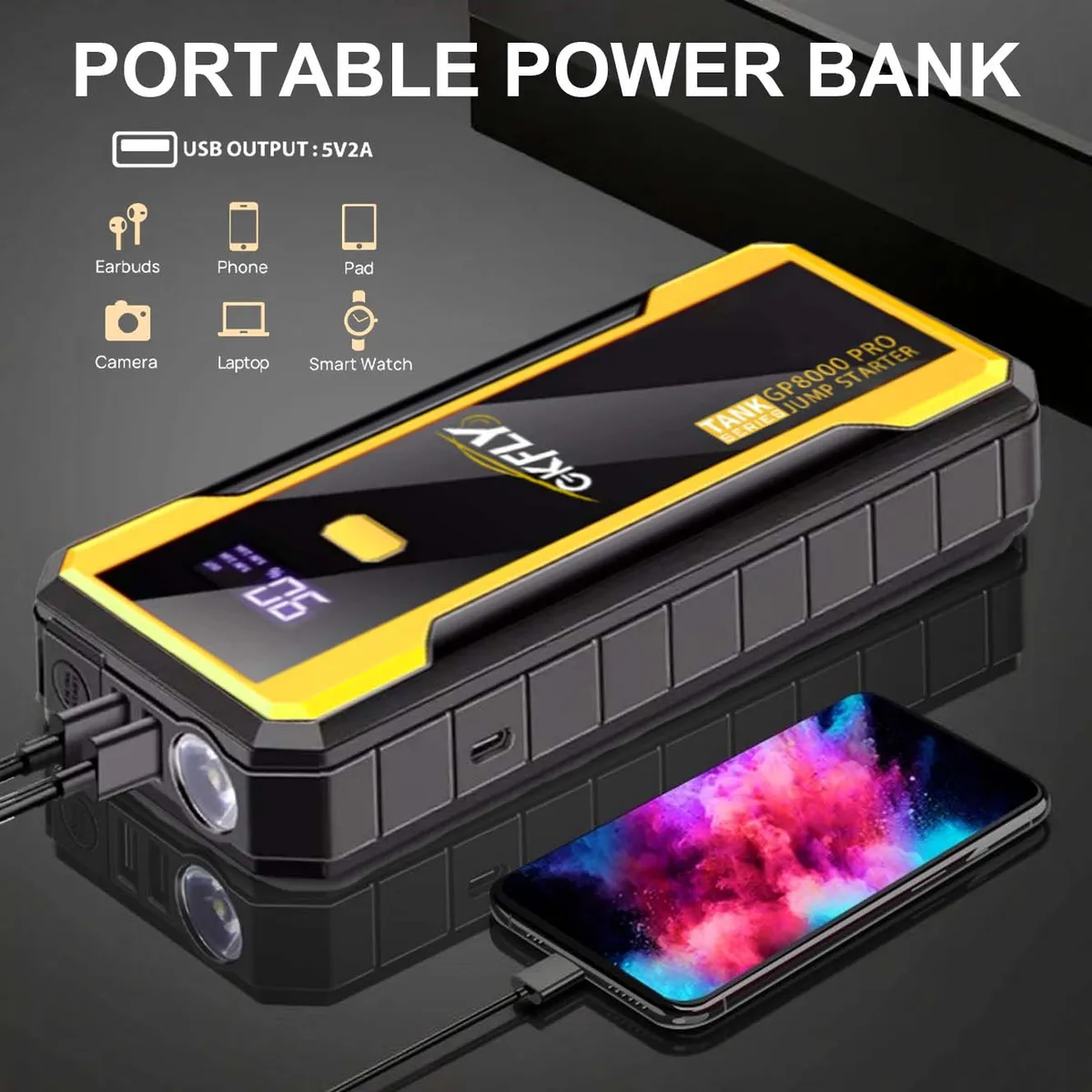 GKFLY 4000A 8000A Car Jump Starter Power Bank Battery Booster Charger 12V Starting Device Petrol Diesel Car Starter Buster — view 5