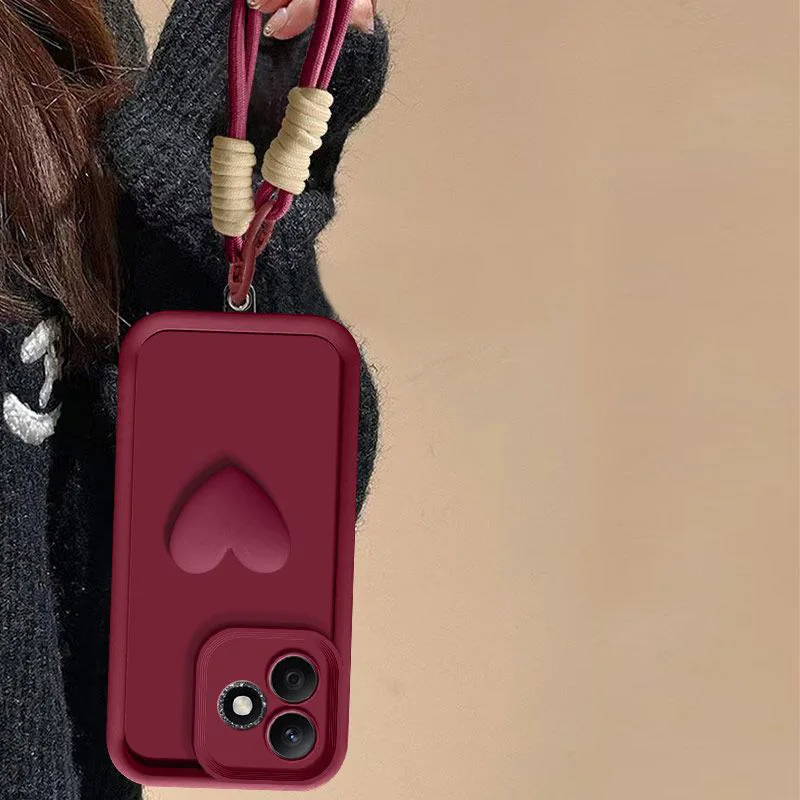 Love Heart Hand Strap Phone Case - Stylish Protective Cover