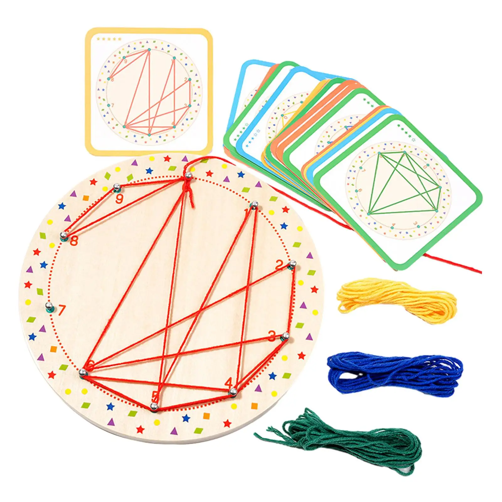 

Graphical Mathematical Education Toy Graphical Math Pattern Blocks Board Brain Teasers Wood Geoboards for Boys Toddlers Kids