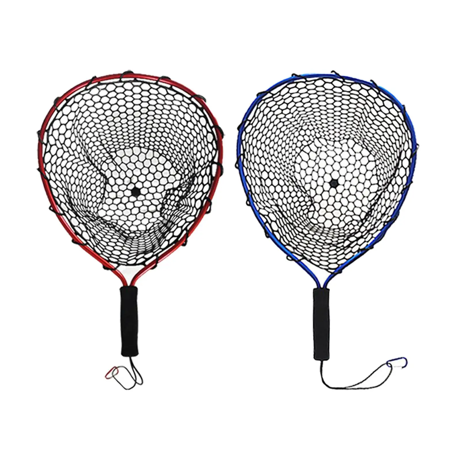 Fishing Landing Net Strong Load Bearing with Lanyard and Carabiner Wading Net for Outdoor Freshwater Saltwater Kayak Fly Fishing