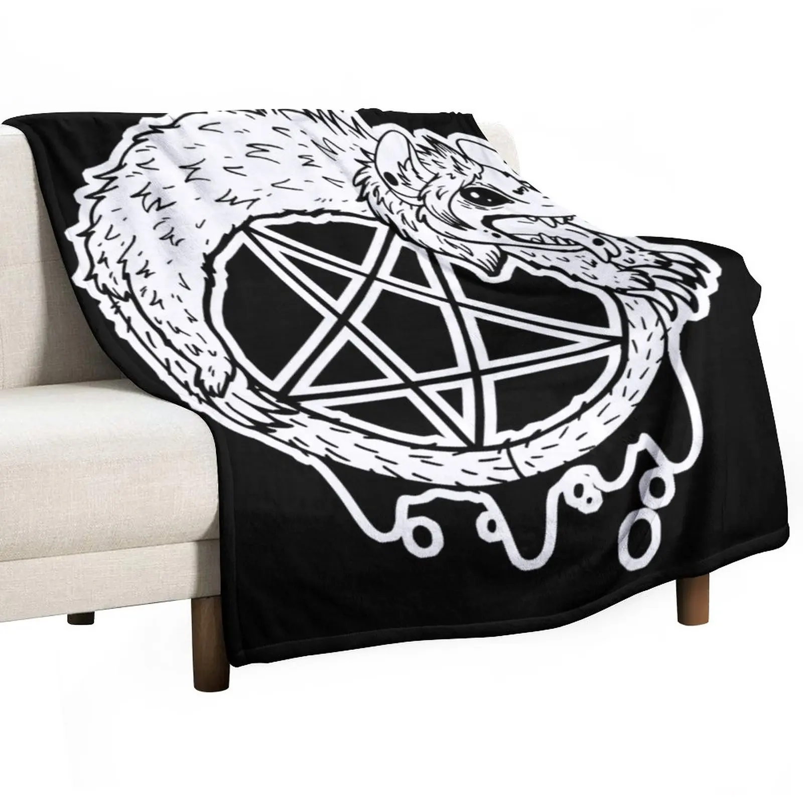 

Pentagram Satanic Furry Gothic Possum Throw Blanket Plaid on the sofa Blanket For Baby blankets and throws