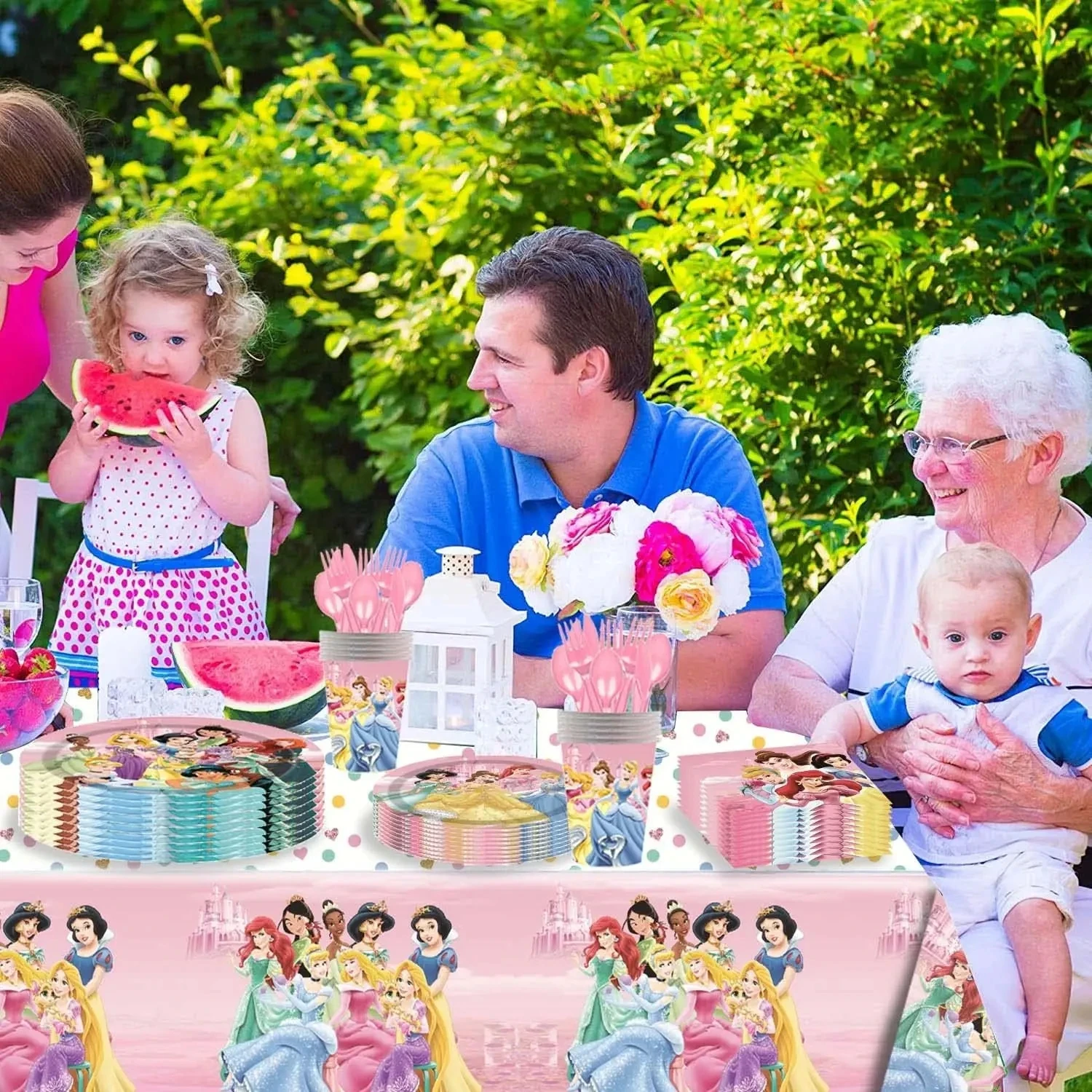 Pink Princess Birthday Party Decoration Disposable Dinnerware Girl Tablecloth Plate Stamp Bracelet for Kids Baby Shower Supplies - Image 6