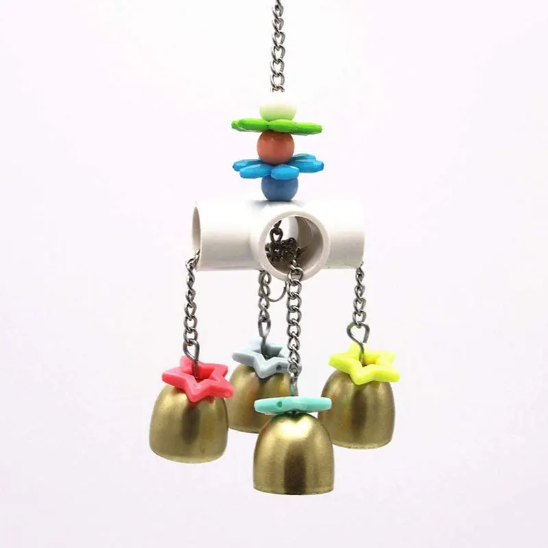 Parrot Bite Toy Four Corner Stainless Steel Parrot Bite Soup Spoon String Toy Puzzle Swing Hanging Ring Bird