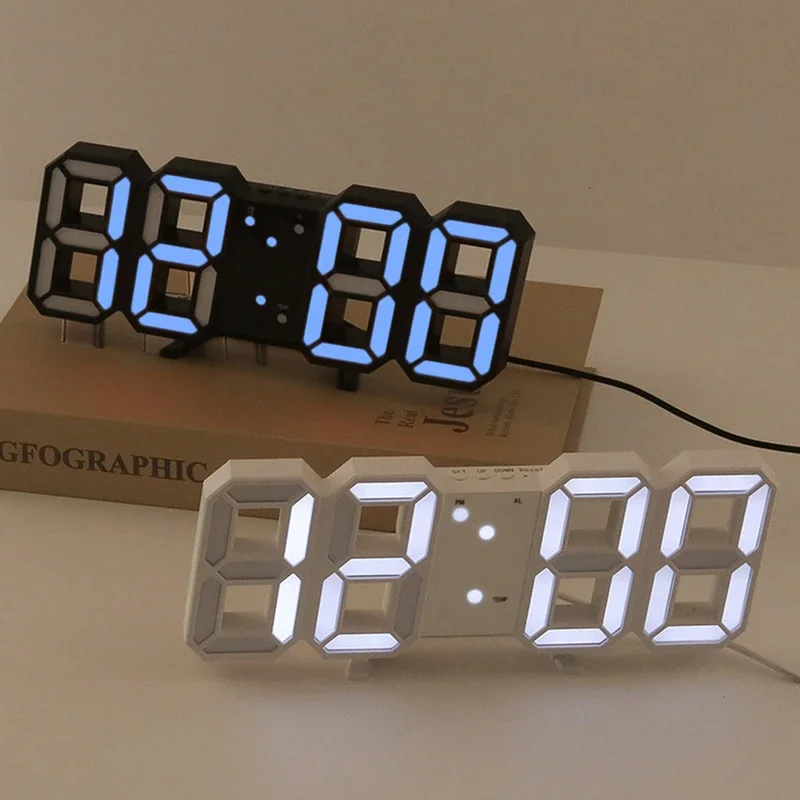 Modern LED Digital Wall and Table Clock for Home Décor, Indoor Timepiece for Living Room and Desk