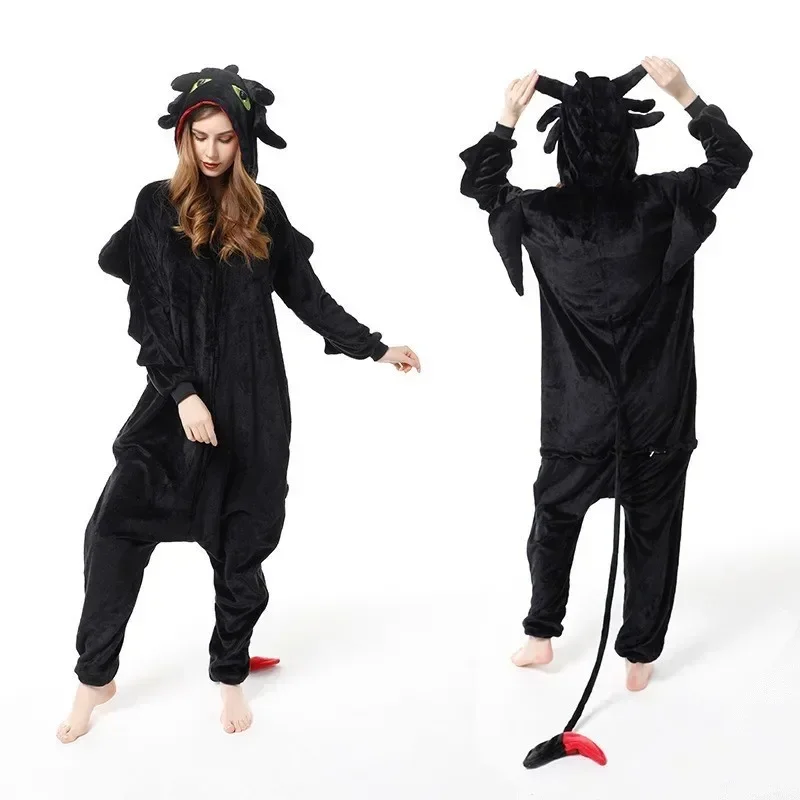 Zwart Dier Kigurumi Volwassenen Onesies Vrouwen Mannen Pyjama Halloween Kostuums Cosplay Jumpsuit Verjaardag Kerstcadeau Speelgoed