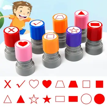 Pocket Multi Pattern Math Geometry Stamp Self Inking Triangle Teacher Use Stamp Trapezium DIY Mini Drawing Stamp Primary School 1
