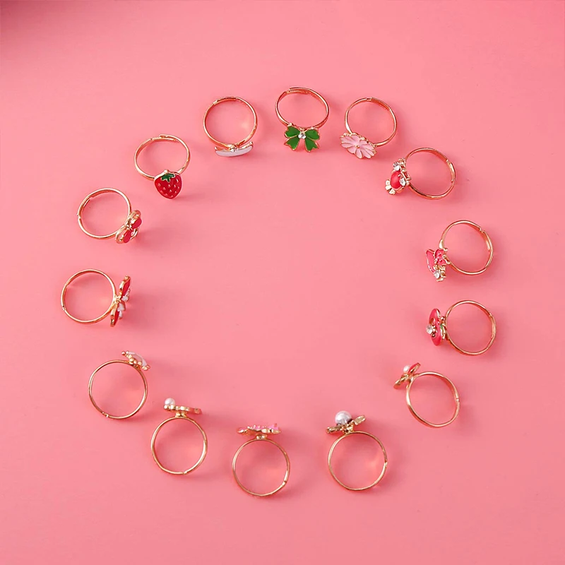 Ring Set Adjustable Rings Finger Ring 36 pcs Adjustable Rings Set Little Girls Cute Colorful Rings Dress up Kids Gifts Princess Jewelry Toy Finger