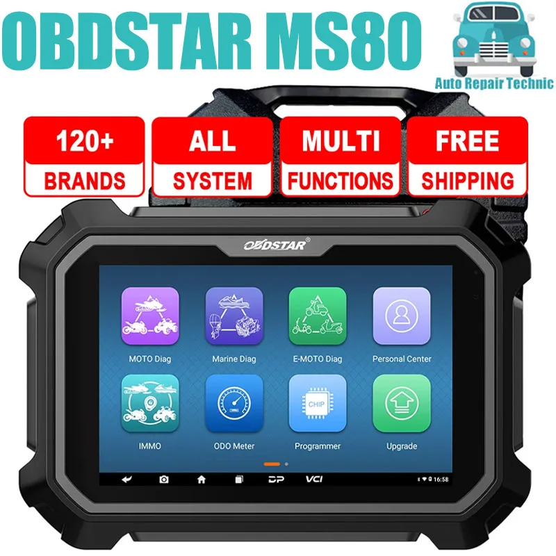 

OBDSTAR MS80 Стандартный 8-дюймовый интеллектуальный инструмент для диагностики мотоцикла с функцией IMMO считывание кода только на английском языке