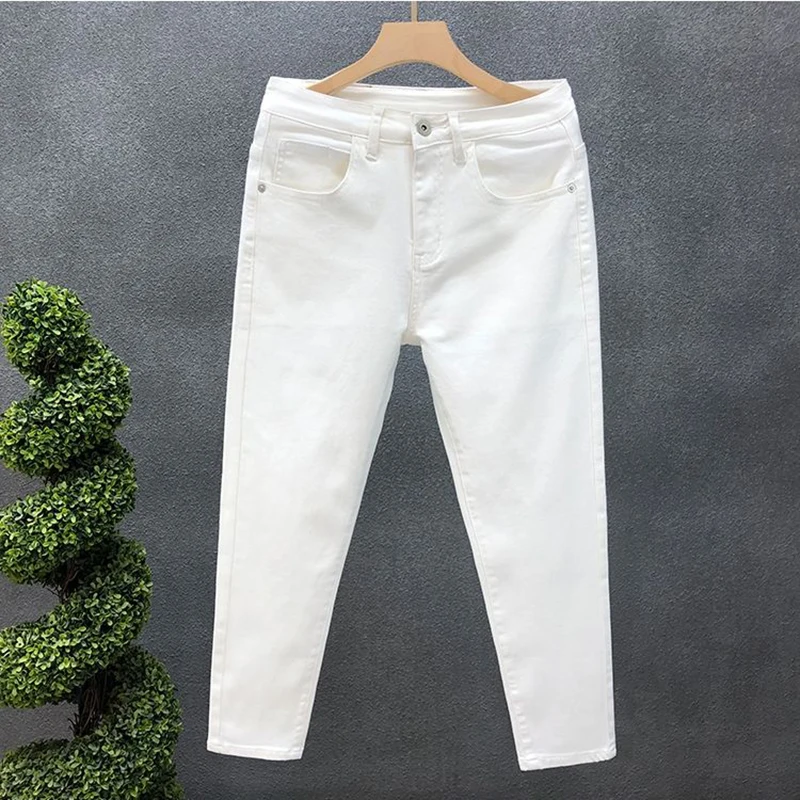 

Womens Spring And Autumn Jeans Asymmetrically Cut Vintage Straight Nine-point jeans Woman Jeans Pants 5XL