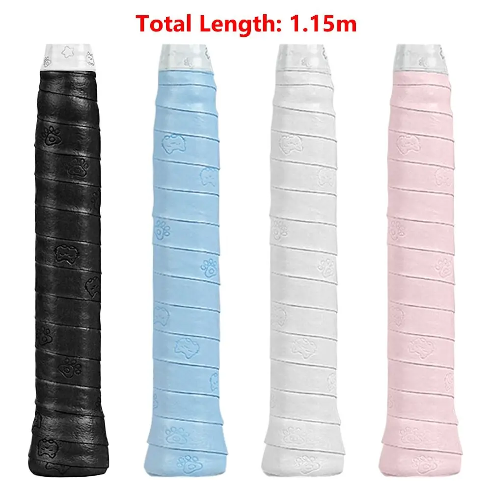 1Pcs 미끄럼 방지 그립 테이프 밴드 1.15m 통기성 배드민턴 땀 흡수 밴드 고양이 발 패턴 충격 흡수 핸들 젤