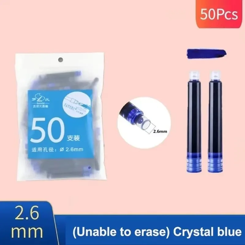Disposable Fountain Pen Ink Cartridge Set - Black, Red, Blue (50-Pack) for School and Office Supplies