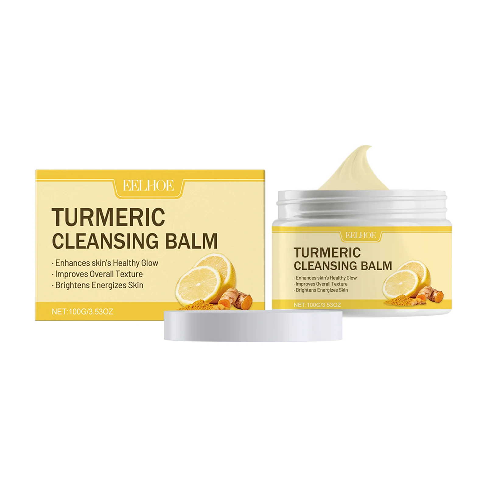 Ginger Lemon Makeup Remover Cleansing Facial Non-Tightening Gentle Makeup Face Eye Lip Makeup Remover Turmeric Cleansing Balm 6