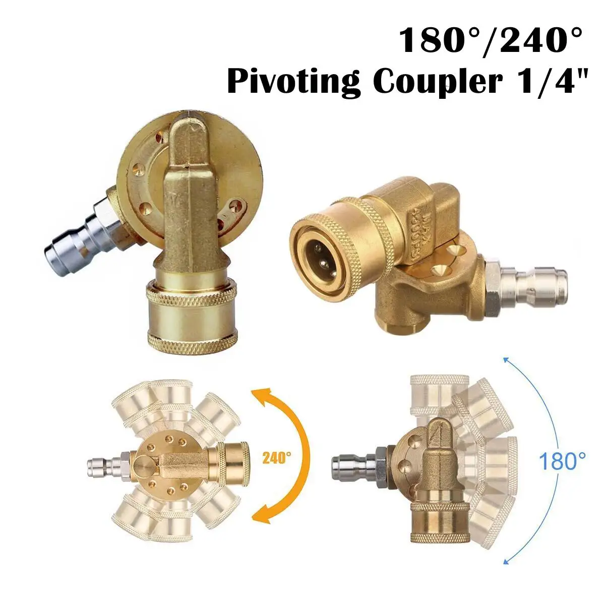 Pivoting Coupler With 1/4" Quick Connection Pressure Washer Attachment 4500 PSI Gutter Cleaner pressure washer attachment